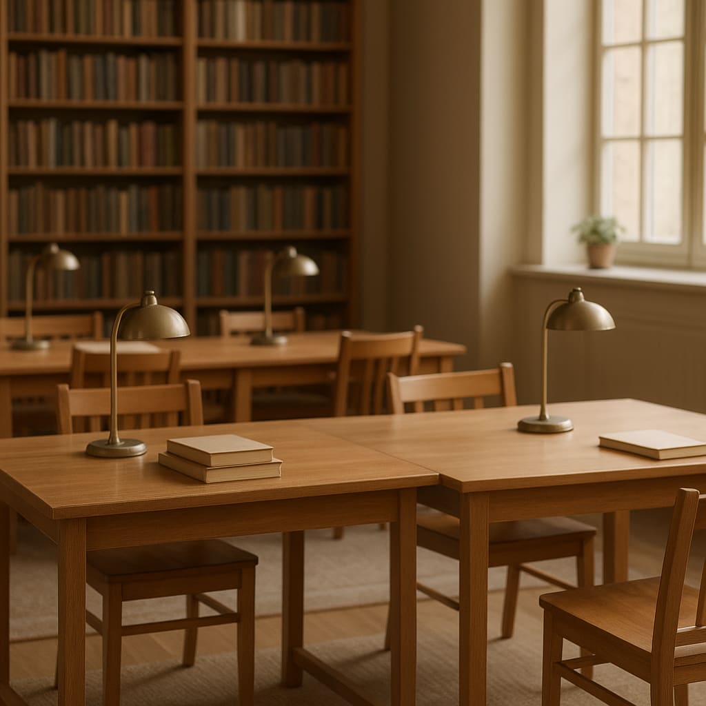 Ruhiger Leseraum mit Tischen